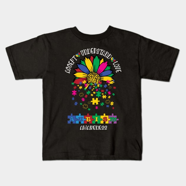 Daisy Autism Awareness Accept Understand Love Kids T-Shirt by sufian